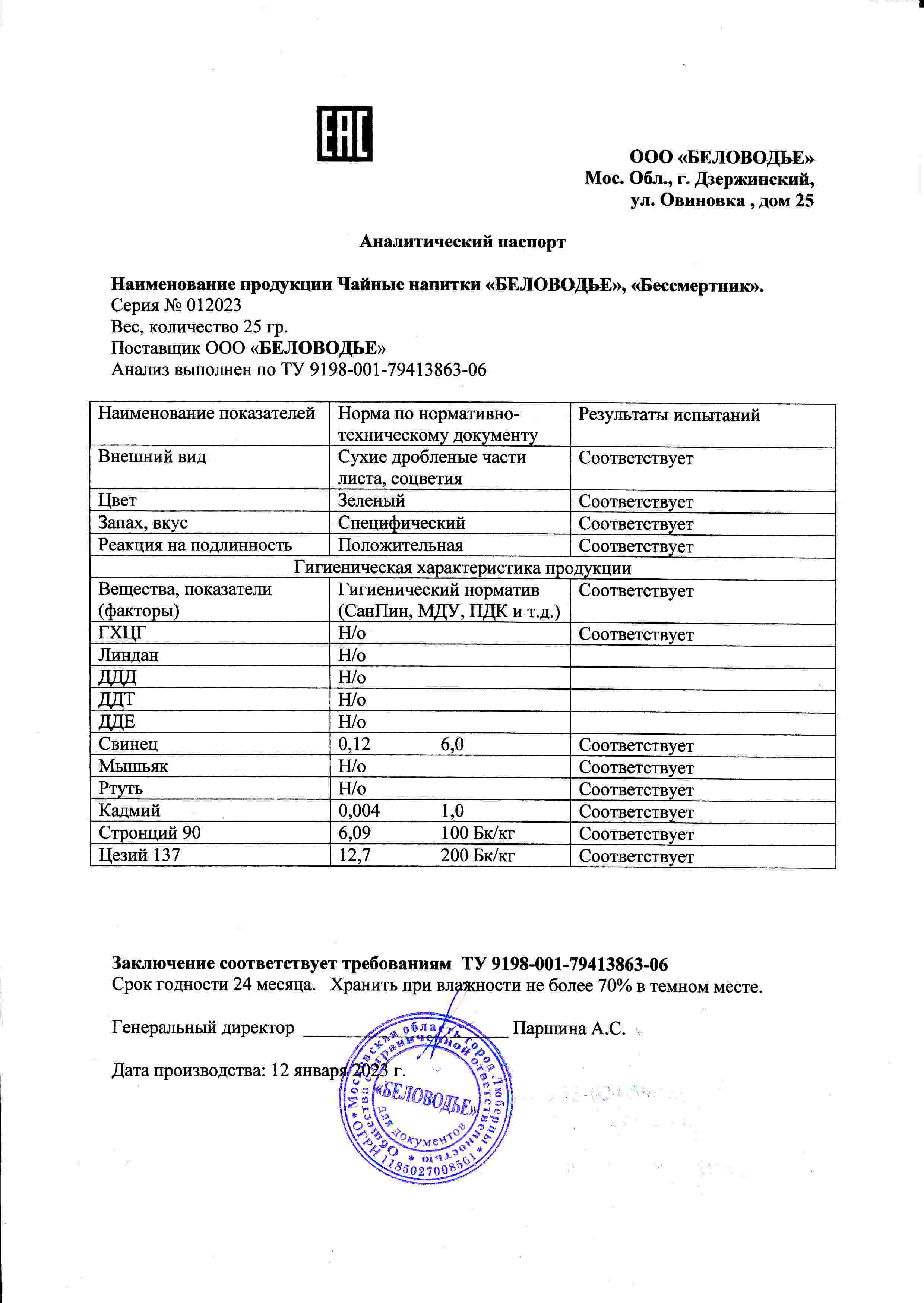 Паспорт №012023